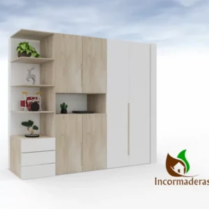 Closet Alto para Sala 3 Divisiones Blanco Mate