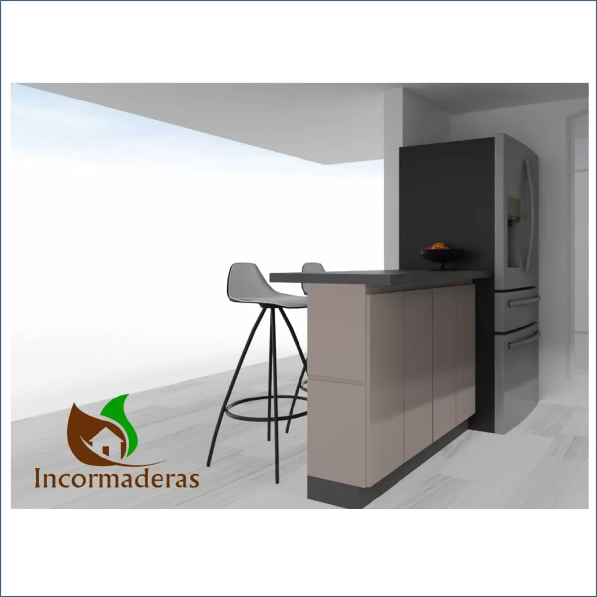 Isla de cocina pequeña con almacenamiento y comedor auxiliar