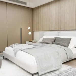 Closet Moderno de Puertas Lisas y Acabado en Marrón Claro